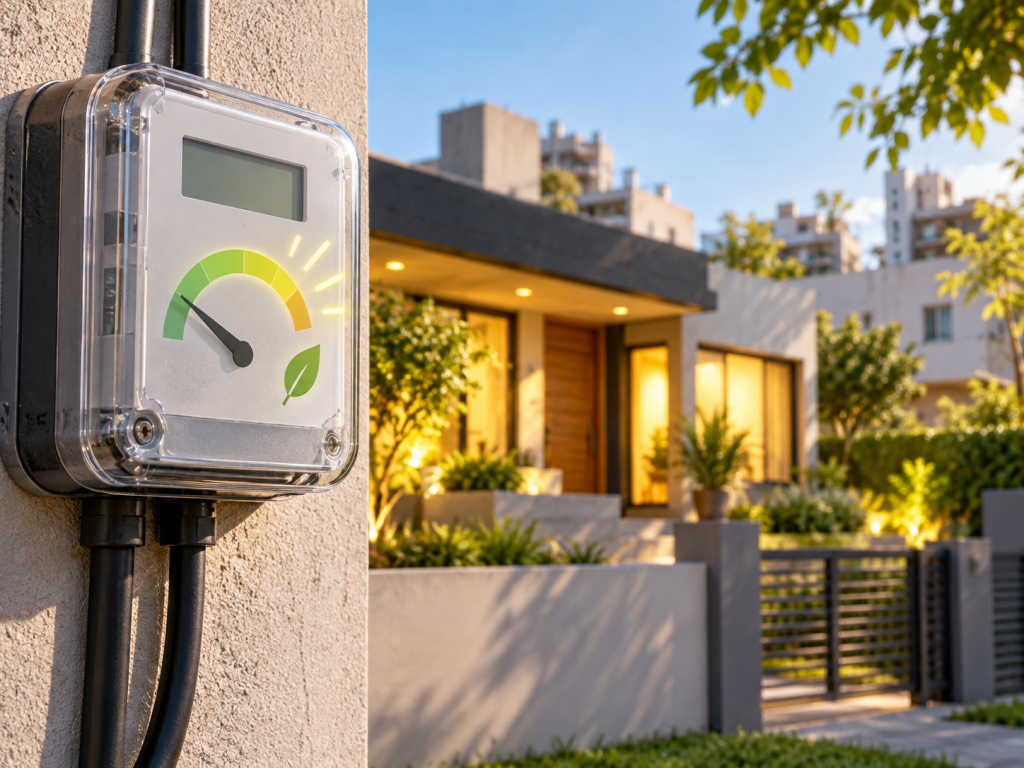 Medidor de electricidad y consumo energético eficiente en un hogar